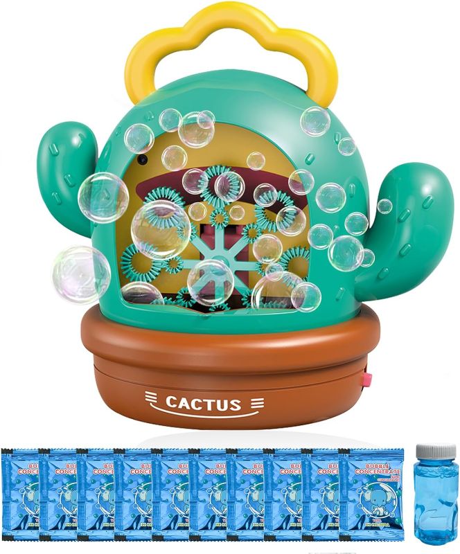 Photo 1 of 
Cute Cactus Bubble Machine Automatic Bubble Blower for Toddlers Kids, 8 Wands 1000+ Bubbles Per Minute Bubble Maker with Light & Music, Bubble