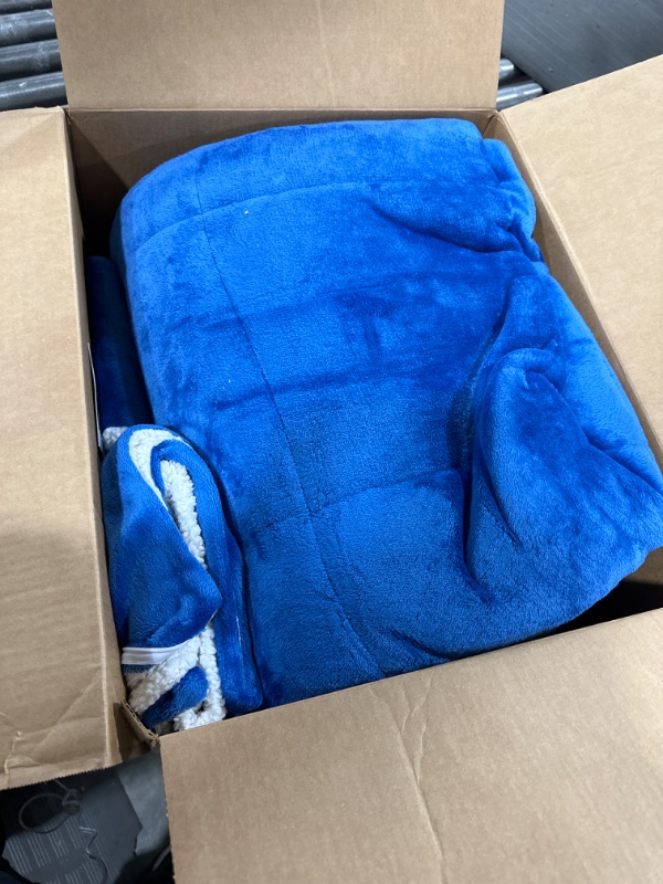 Photo 2 of Basic Beyond King Size Comforter Set - Thick Fleece Sherpa Comforter Sets King Size Bed, Soft and Fuzzy Bedding Comforter Set King Size for Winter, Royal Blue, 104"x88" Sherpa Royal Blue King