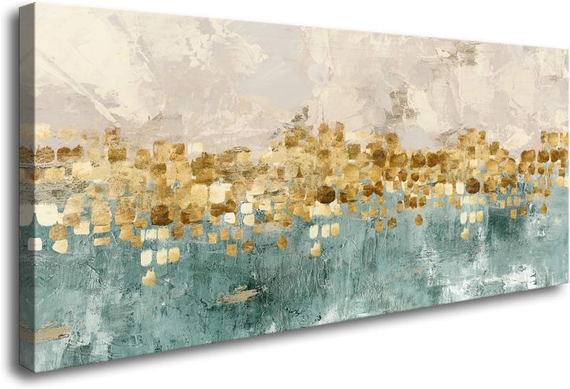 Photo 1 of DZL Art A74675 Gold Abstract Painting Modern Decor Wall Art Gold Canvas Gray Painting Contemporary Decor Gray Abstract Canvas Living Room Art Painting
