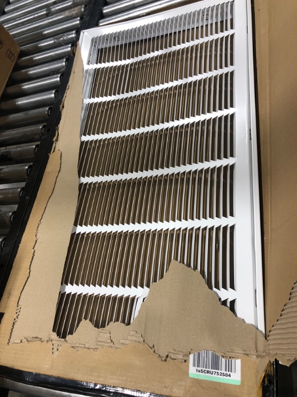 Photo 2 of 10" X 20 Steel Return Air Filter Grille for 1" Filter - Fixed Hinged - Ceiling Recommended - HVAC Duct Cover - Flat Stamped Face - White [Outer Dimensions: 12.5 X 21.75] 10 X 20