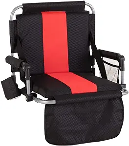 Photo 1 of  HIGH POINT SPORTS Foldable Stadium Seat Portable Folding Stadium Chairs Padded Bleacher Seat Cushion Bleacher Chair with Armrest and Cup Holder https://a.co/d/2RnpLEC