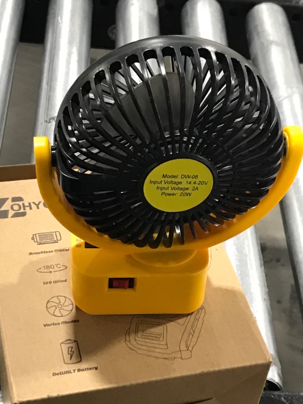 Photo 2 of ohyes Cordless Jobsite Fan For DeWALT 18V 20V Max 60V Flex Battery Brushless Motor With USB A+C Fast Charging For Camping Workshop and Construction Site(Battery not included)