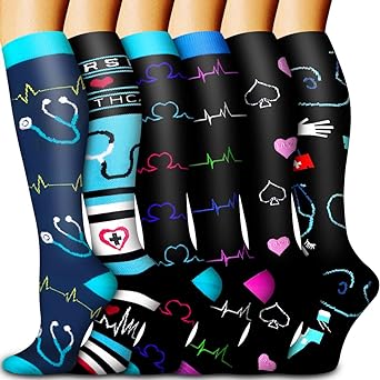 Photo 1 of Bluemaple 6 Pack Copper Compression Socks for Women and Men Circulation-Best Support for Medical, Running,Nursing,Athletic