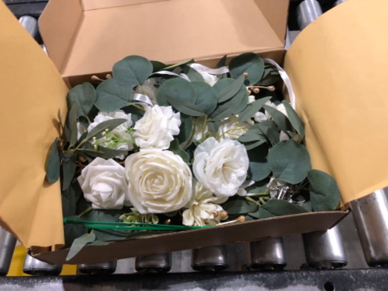 Photo 1 of BASIMAN Artificial Flower Swag Set of 2 for Wedding Welcome Sign Floral Decoration and Wedding Signs for Ceremony Reception(White) 2pcs White