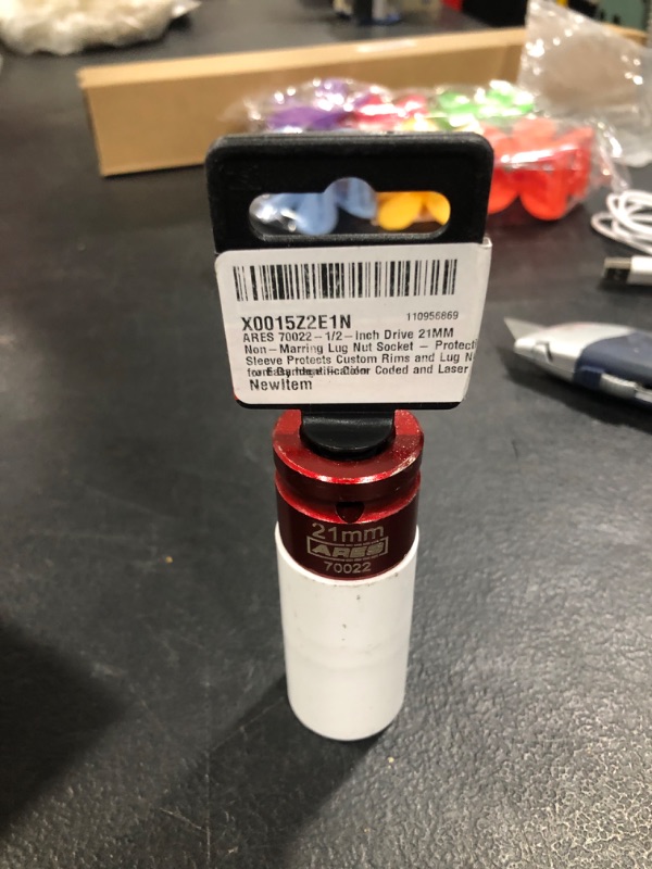 Photo 2 of ARES 70022-1/2-Inch Drive 21MM Non-Marring Lug Nut Socket - Protective Sleeve Protects Custom Rims and Lug Nuts from Damage - Color Coded and Laser Etched for Easy Identification