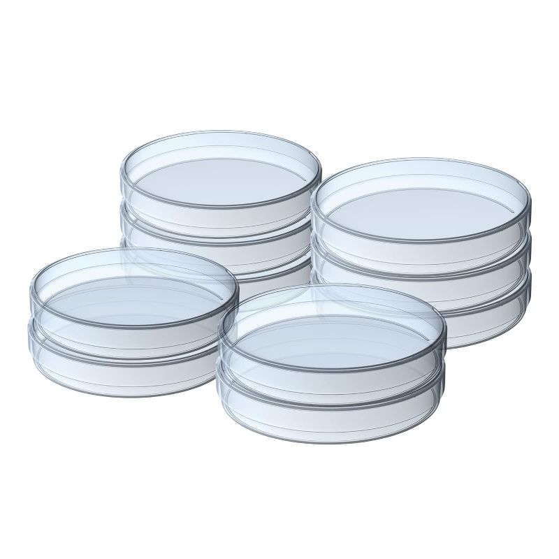 Photo 1 of 10 Pack Sterile Thick Plastic Petri Dishes with Lid, 90mm Dia x 15mm Deep Clear 3 Vents Petri Dish for Lab Science Experiment
2 PACK
