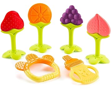 Photo 1 of Baby Teether Toys for Babies 0-6 Months, Newborn Infant Baby Teethers Freezer Safe Silicone Baby Teether Toys, Frozen Teething Toys for Babies 0-6 Months, Baby Teethers Toys 6 Pack - Perfect Baby Gift 