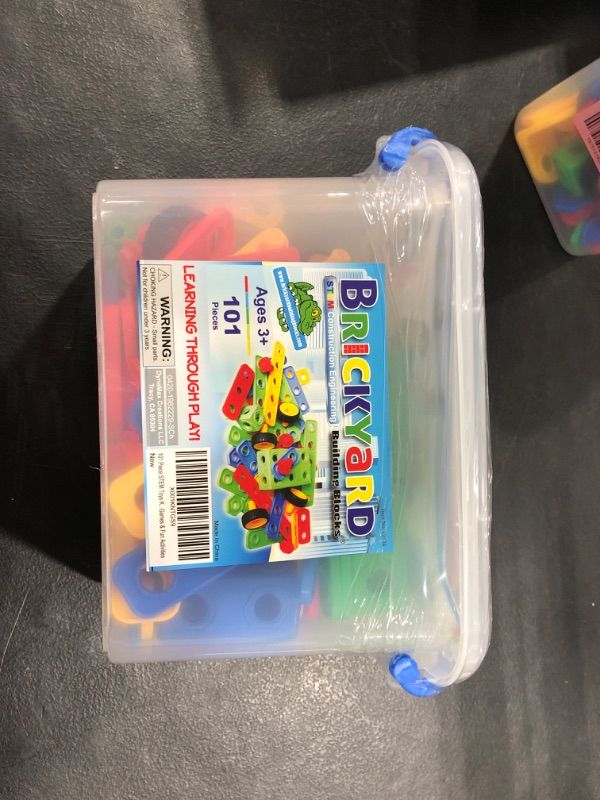 Photo 2 of Brickyard Building Blocks STEM Toys - Educational Building Toys for Kids Ages 4-8 with 101 Pieces, Tools, Design Guide and Toy Storage Box, Gift for Boys & Girls