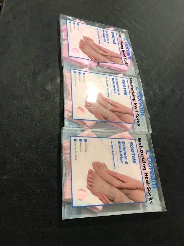 Photo 2 of Codream Moisturizing Heel Gel Socks: Heal Dry Cracked Heel Treatment Overnight Pedicure Foot Spa Sock | 2 Pairs Soft Silicone Moisturizer Sleeve to Repair Callus Rough Heel A5-2 Pairs Pink