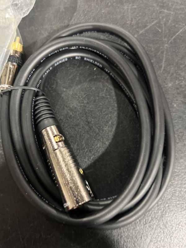 Photo 2 of Monoprice XLR Male to RCA Male Cable - 6 Feet - Black with E21Gold Plated Connectors, 104777 & 104752 Premier Series XLR Male to XLR Female - 10Ft - Black - Gold Plated | 16AWG Copper Wire Conductors 6ft Cable + Cable 10Ft