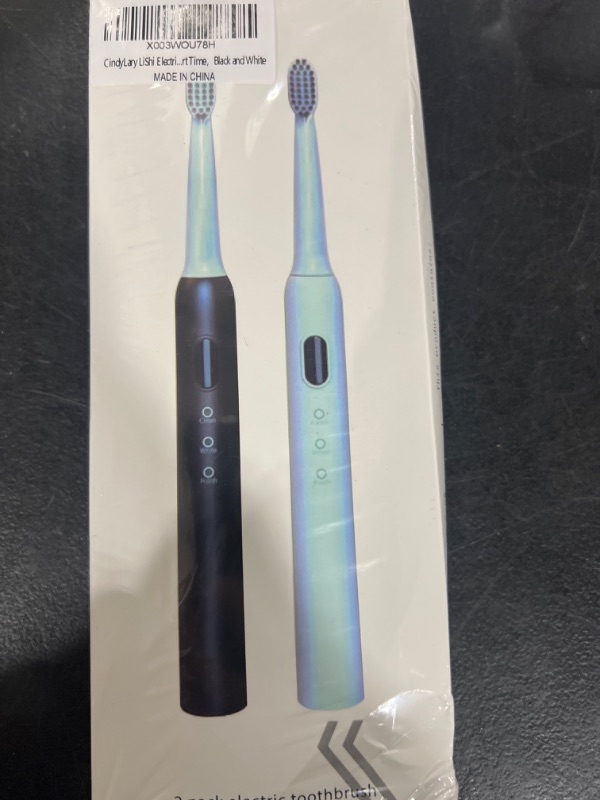 Photo 2 of CindyLary 2pack Electric Toothbrush ?IPx7 Waterproof?3 Modes with 2 MIN Smart Time?USB Charging?Black and White