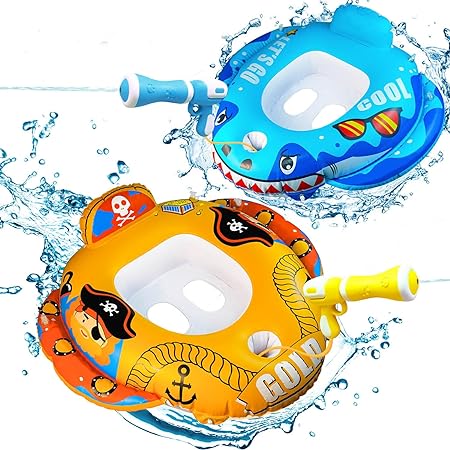 Photo 1 of 2 Pack Pool Floats for Kids Toddlers,Inflatable Water Floats with Water Gun for Pool Games, Pool Floaties Toys for Boys Girls Aged 3-8
