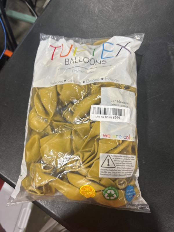 Photo 2 of 11" Tuf Tex Mustard Latex Balloons (100 Bag)