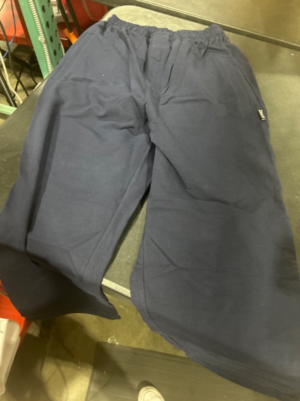 Photo 2 of Zoulee Men's Casual Cotton Jogger Sweatpants Zipper Front Pants Medium Thick Navy Blue