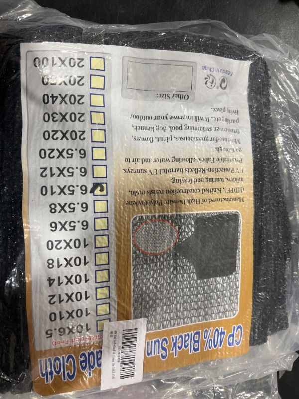 Photo 1 of 40% Black Sun Net Sun Mesh Shade Sunblock Shade Cloth UV Resistant Net for Garden Flower Plant for Greenhouse-can Custom Size (10ft X 6.5ft)