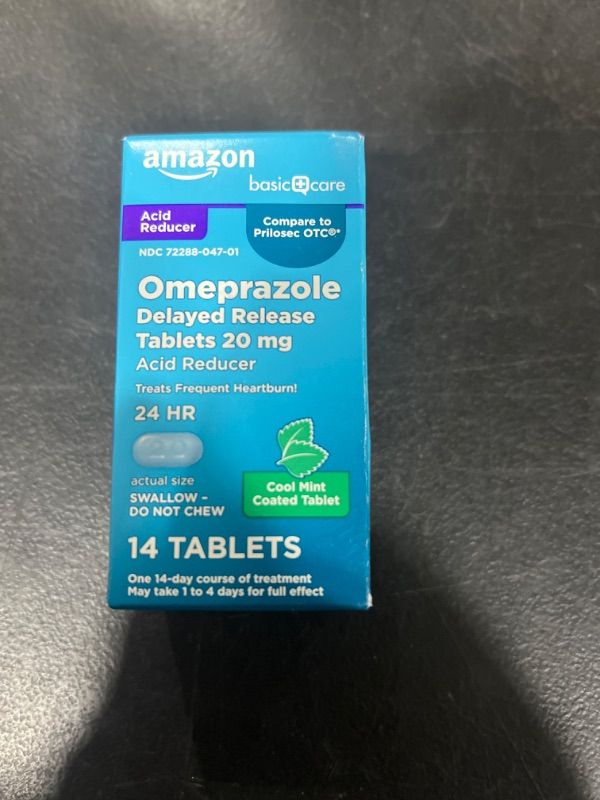 Photo 2 of Amazon Basic Care Omeprazole Delayed Release Tablets 20 mg, Cool Mint, Acid Reducer, Treats Frequent Heartburn, 14 Count Cool Mint 14 Count (Pack of 1)