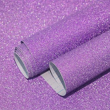 Photo 1 of 17.7"x393.7"Glitter Purple Wallpaper Glitter Peel and Stick Wallpaper Purple Contact Paper Glitter Purple Self Adhesive Wallpaper Removable Fun Contact Paper for Cabinet DIY Christmas Decoration