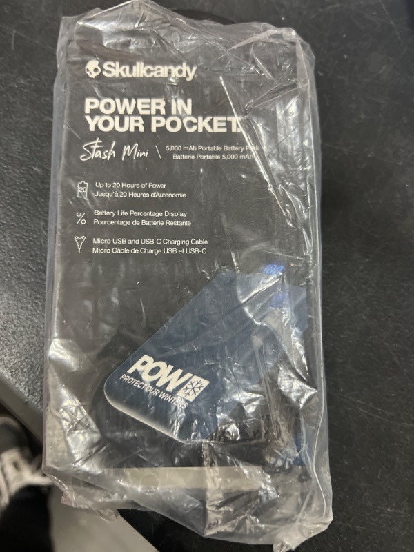 Photo 2 of Skullcandy Stash Mini Power Bank - POW Blue Limited Edition (Discontinued by Manufacturer) POW Indigo 1 Count (Pack of 1) Stash Mini Charger