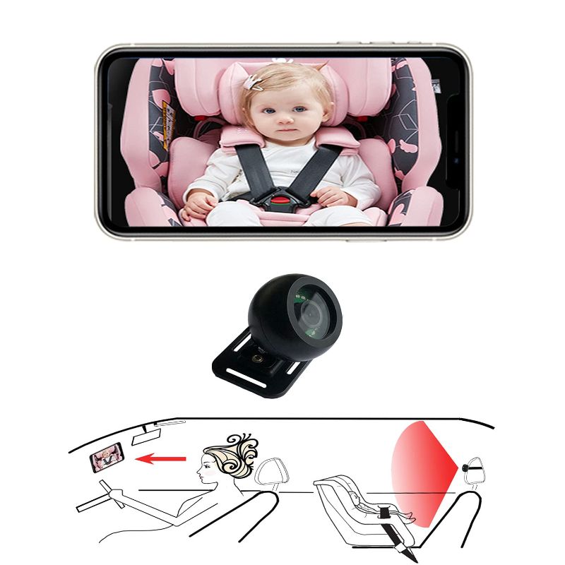 Photo 1 of Baby Car Camera, Casoda 2022 Latest Wireless Car Camera for Baby, Crystal Clear View Infant in Rear Facing Back Seat, Support Photo Video, Perfect Night Vision, Easy to Watch Baby's Every Move