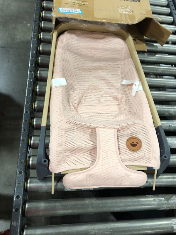 Photo 2 of ANGELBLISS Baby Bouncer, Portable Bouncer Seat for Babies, Infants Bouncy Seat with Mesh Fabric, Natural Vibrations (Light Pink)