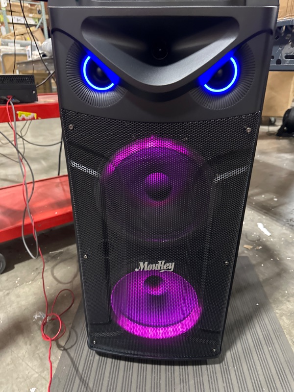 Photo 1 of Moukey Karaoke Machine, Double 10" Woofer PA System for Party, Portable Bluetooth Speaker with 2 Wireless Microphones, Disco Lights and Echo/Treble/Bass Adjustment, Support TWS/REC/AUX/MP3/USB/TF/FM New Double 10" Woofer