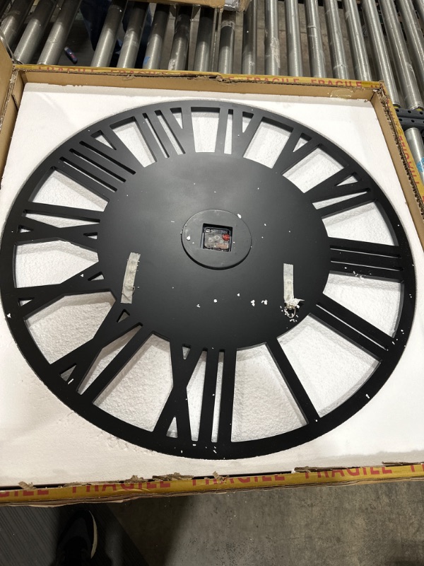 Photo 1 of SHYFOY 34" Oversize Wall Clock Living Room Decor, Extra Large Decorative Mirror Wall Clocks, Silver Wall Decor Big Clocks Modern Roman Numerals Home Decor, Acrylic Mirror Finish Round 34 inch