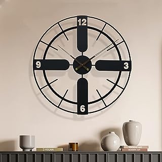 Photo 1 of YISITEONE Large Modern Wall Clock Room Decor, Metal Black Wall Clock 27.6 inch Decorative Silent Large Wall Clock for Living Room, Bedroom, Dining Room, Kitchen 