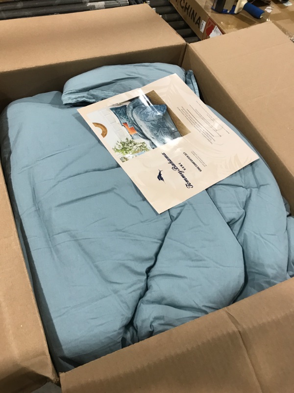 Photo 2 of Tommy Bahama - King Comforter Set, Cotton Bedding with Matching Shams & Bedskirt, All Season Home Decor (Abalone Blue, King)