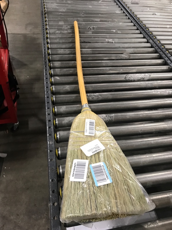 Photo 2 of Weiler 44008 Corn Fiber Heavy-Duty Wire Banded Warehouse Broom with Wood Handle