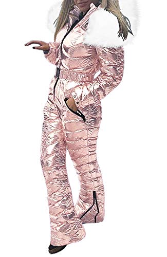 Photo 1 of Aurgelmir Women Winter Onesies Ski Jumpsuit Outdoor Sports Snowsuit Fur Collar Coat Jumpsuit with Hoodies Removable SIZE XL