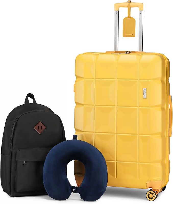 Photo 1 of  Joyway Luggage Suitcase with Spinner Wheels, Hardside Checked Luggage with TSA Lock, 24 Inch Medium Travel Suitcase (YELLOW,3PCS) 
