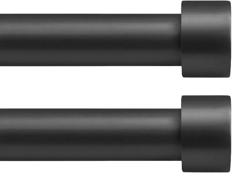 Photo 1 of 2 Pack Curtain Rod for Window 48-84’’(4-7ft), Matte Black Heavy Duty Curtain Rod with Cap Finials, Adjustable Modern Drapery Rod Window Curtain Rod, Long Matte Black Curtain Rod
