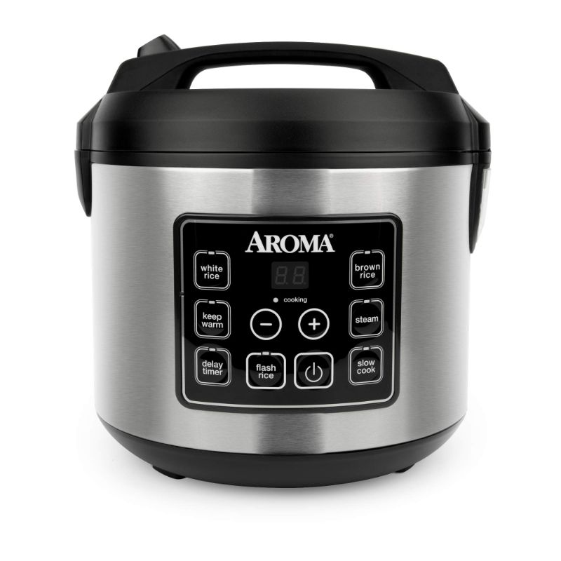 Photo 1 of Aroma Housewares 20 Cup Cooked (10 cup uncooked) Digital Rice Cooker, Slow Cooker, Food Steamer, SS Exterior (ARC-150SB),Black
