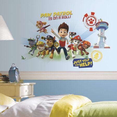 Photo 1 of 5 in. x 19 in. Paw Patrol Wall Graphix 6-Piece Peel and Stick Giant Wall Decal
