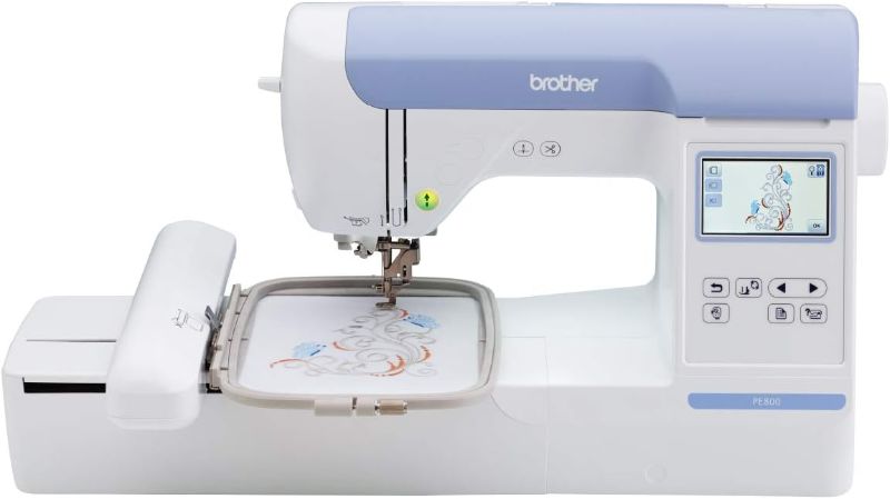 Photo 1 of  Brother Embroidery Machine PE800, 138 Built-in Designs, 5" x 7" Hoop Area, Large 3.2" LCD Touchscreen, USB Port, 11 Font Styles 