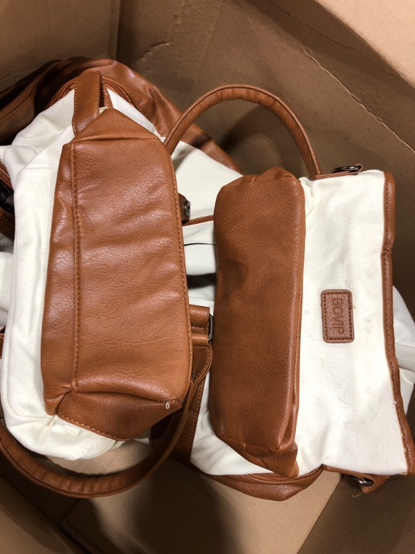 Photo 1 of BOVIP Weekender Bag Overnight Bag Large Canvas Travel Bag Duffel Bag with Shoe Compartment Carry On Tote for Women 3-IN-1 Beige A1-Beige Set