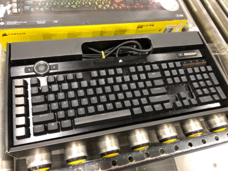 Photo 1 of Corsair K100 RGB Optical-Mechanical Gaming Keyboard - Corsair OPX RGB Optical-Mechanical Keyswitches - AXON Hyper-Processing Technology for 4X Faster Throughput - 44-Zone RGB LightEdge Optical Gaming Keyboard
