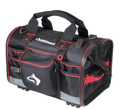 Photo 1 of 18 in. 41 Pocket Heavy Duty Large Mouth Tool Bag with Tool Wall
