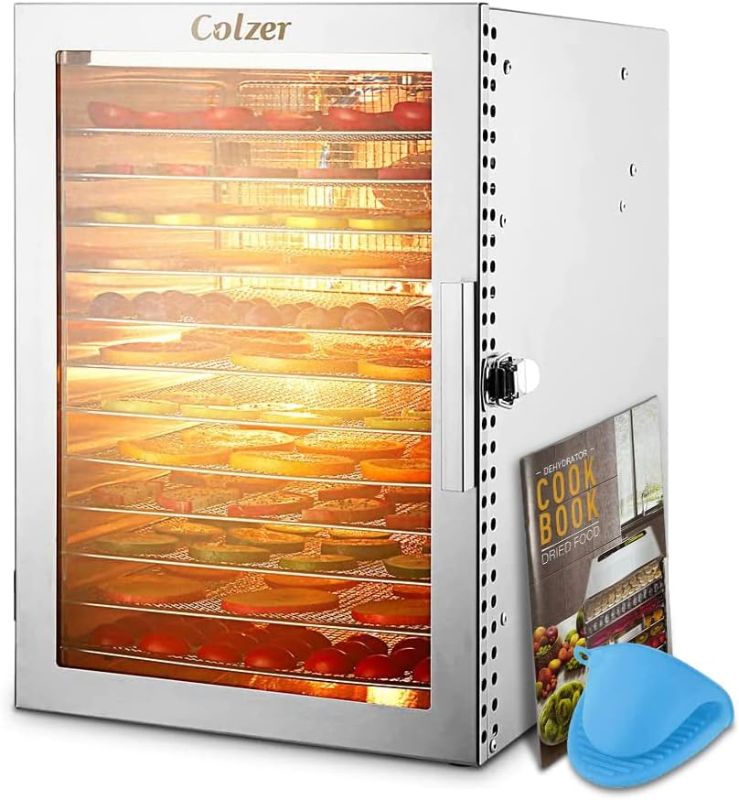Photo 1 of  COLZER Food-Dehydrator for Jerky 12 Stainless Steel Trays, 800W Food-Dehydrator Machine for Home Use, Food-Dryers Machine for Fruit, Meat, Treats, Herbs, Vegetables, with Adjustable Timer and 194ºF Temperature Control 