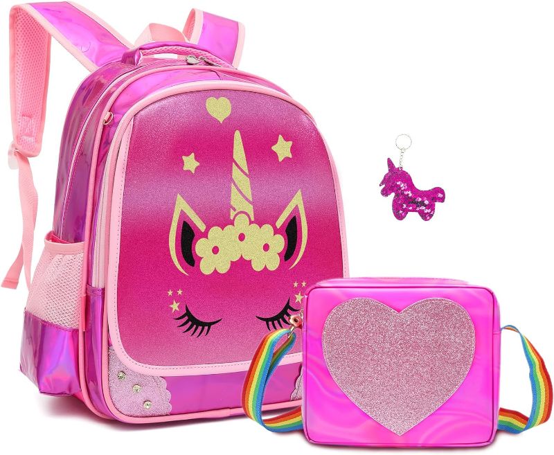 Photo 1 of 
Mloovnemo Girls Elementary Primary School Bag Unicorn Backpack Diamond Glitter Princess School Backpack