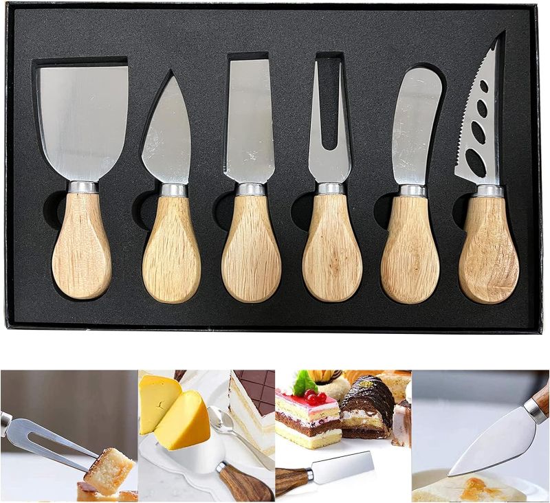 Photo 1 of 
6 Pcs Cheese Knives Gift Set with Wood Handles Stainless Steel
