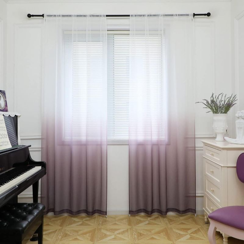 Photo 1 of 
MOONVAN Windows Gradient Sheer Curtains 72 Inches Length 2 Panels Voile Light Filtering Sheer Curtains Panel Basic Rod Pocket for Bedroom Living Room
