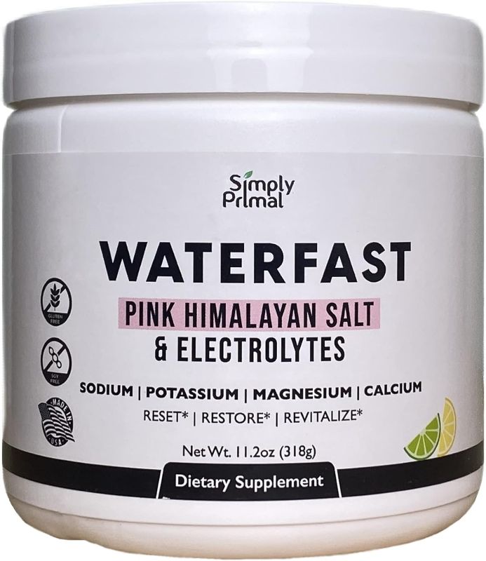 Photo 1 of 
Simply Primal WATERFAST Keto Electrolyte Powder for Fasting and Hydration - Lemon Lime Flavor | Pink Himalayan Salt (Sodium), Potassium, Magnesium, Calcium.