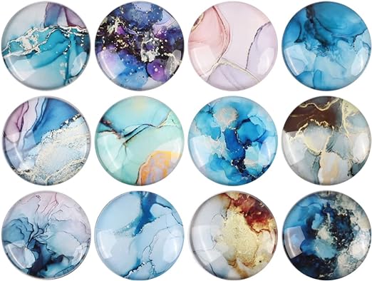 Photo 1 of Glass Strong Marble Refrigerator Magnets,12 Pack Magnetic Fridge Stickers,Whiteboard Cabinet Locker Dishwasher Magnets for Kitchen Office Classroom Supplies (Marble Refrigerator Magnet)
