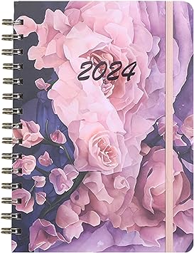 Photo 1 of 2024 Monthly and Weekly Planner Spiral-Bound from Jan. 2024 - Dec. 2024 6.4" x 8.5" Daily Hardcover Planner with Tabs+Back Pocket+Elastic Closure+Thick Paper Perfect Organizer Planner

