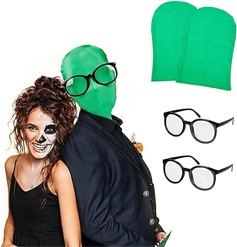 Photo 1 of Fennoral 4 Pack Halloween Costumes Mask for Adults Unisex Full Face Alien Mask Green Hallowee Mask With Glasses for Halloween Costume Cosplay Halloween Party Dress UP