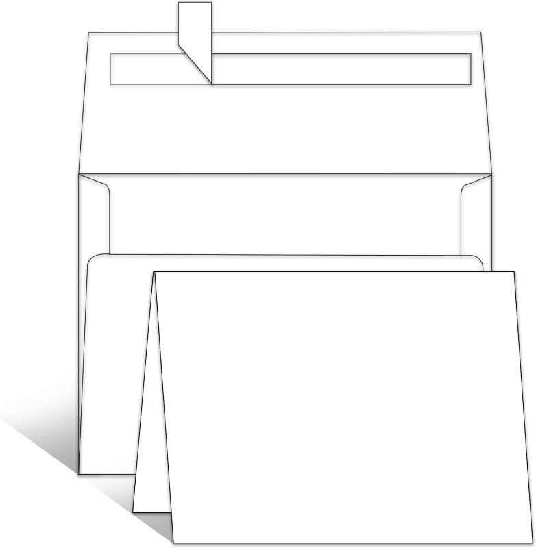 Photo 1 of Goefun Blank White Cards and Envelopes 5.5 x 4.25 Folded Cardstock and A2 Envelopes Self Seal 100 Pack for Invitations, Wedding, DIY Greeting Cards, Birthday Cards & All Occasion