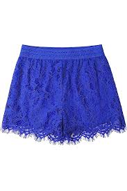 Photo 1 of (L) Women's Fitted Scallop Hem Crochet Lace Mini Shorts