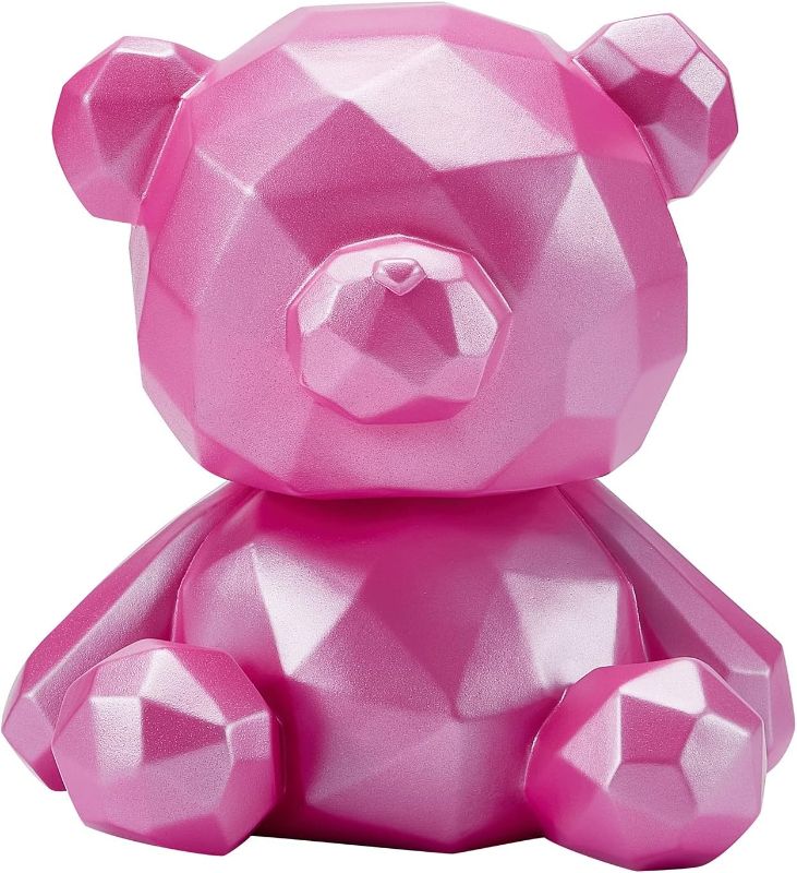 Photo 1 of 3D Geometric Bear Piggy Bank Anti Drop can be Stored and Used as Decoration for Rooms Desks and Children's Birthday Gifts (Pink)