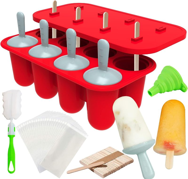 Photo 1 of 2 Pack Popsicle Mold Set, 8 Pieces Mini Silicone Popsicle Maker, BPA-Free Easy Release Homemade Ice Pop Molds, Ice Cream Molds 